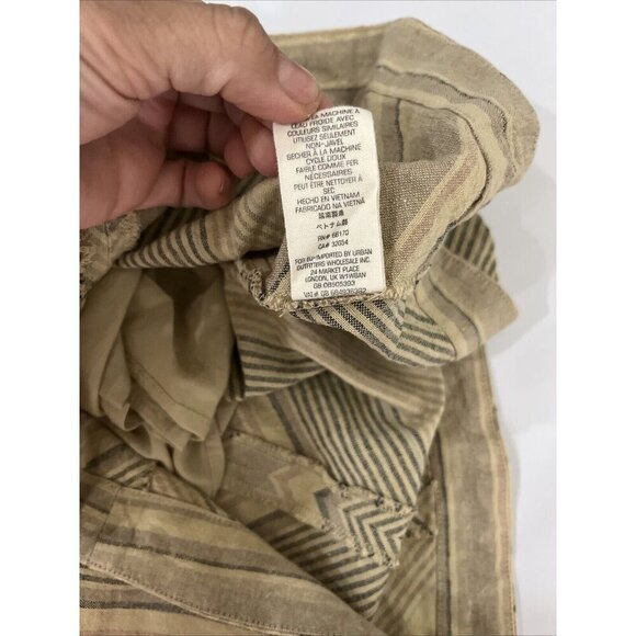 Free People Yours Truly Womens Linen Mini Skirt Size 4 Chevron Stripe Boho Retro - Picture 7 of 7